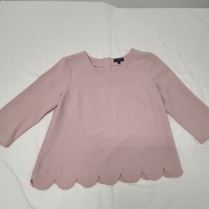 The Limited Dusty Pink Scalloped-Hem Long Sleeve Top